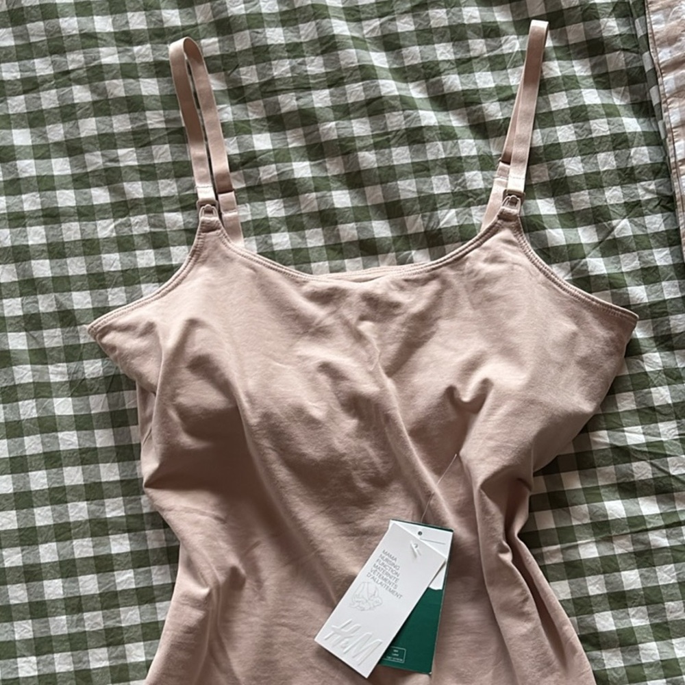 NWT H&M Nursing Cami w/ Shelf Bra, Sz M, Soft, Cotton, Unworn, Nude/Cream Color